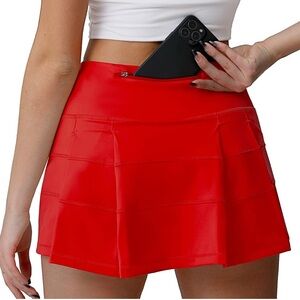 Red Tennis Skirt with Pockets